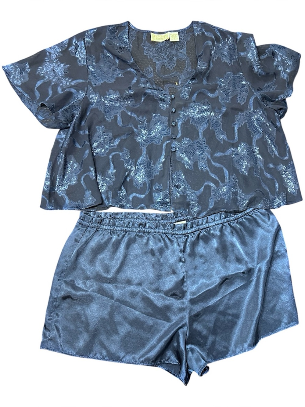 Vintage Victoria’s Secret Women’s Gold Label Pajama Set Satin Paisley Size M